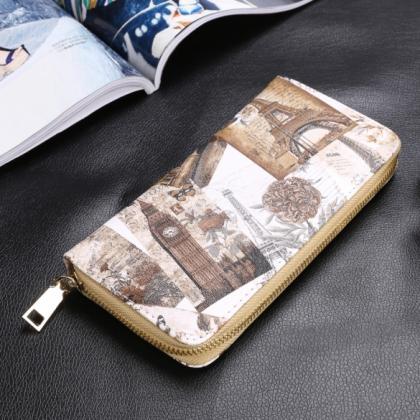 Women Synthetic Leather Casual Vintage Style Print..