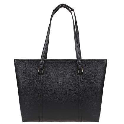 Black Faux Leather Tote Bag