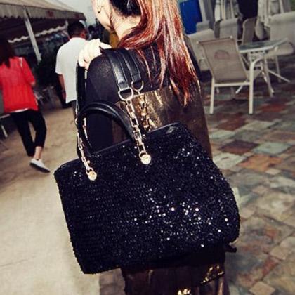 Women Fashion Sequin Handbag Satchel Bag Shoulder..
