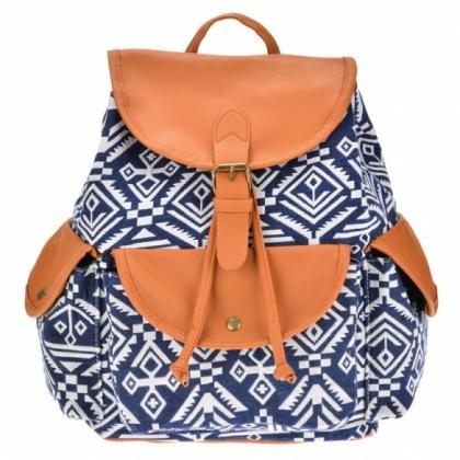 Black And White Aztec Print Backpack