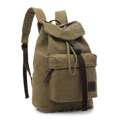 Folder Cover Solid Color Canvas Backpack Leisure..