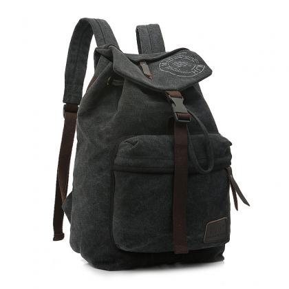 Folder Cover Solid Color Canvas Backpack Leisure..