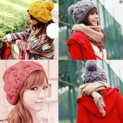 Women's Winter Warm Knit Wool Hat B..