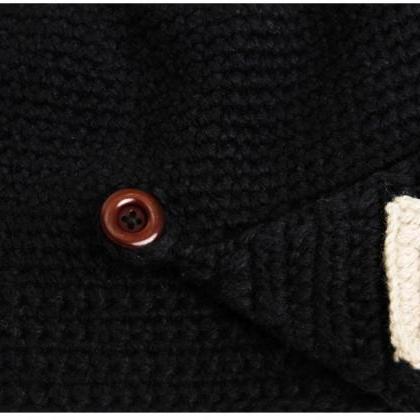 Buttons Unisex Crochet Knit Black S..