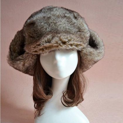 Fashion Faux Fur Hat Cap For Winter Fuzzy Cap