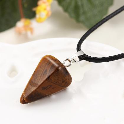 Natural Pyramidal Energy Jade Necklace Leather..
