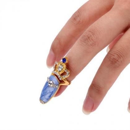 Rhinestone The Nail Jewelry Finger Rings 3d..
