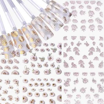 24 Sheets 3d Floral Nail Art Stickers Decals..