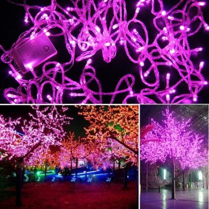 10m 100 Led Pink Lights Decorative Christmas Party..