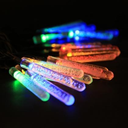 Solar Powered 5m Multi Color Icicle Light String..