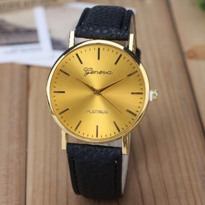 Fashion Women Gold Case Wristwatch Synthetic..