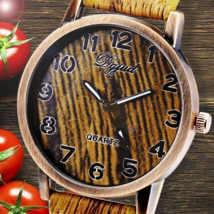 Vintage Style Women Analog Wooden Synthetic..