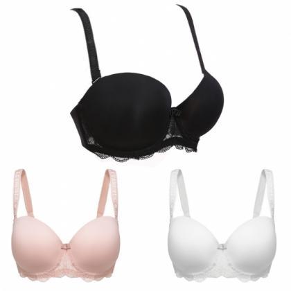 Lace Full Cup Bra In White, Nude And Black