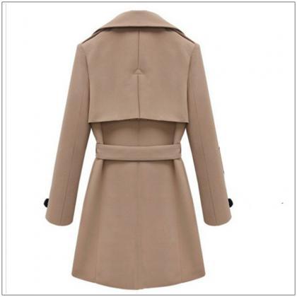 Turn-down Collar Long Sleeves Patchwork Mid-length..