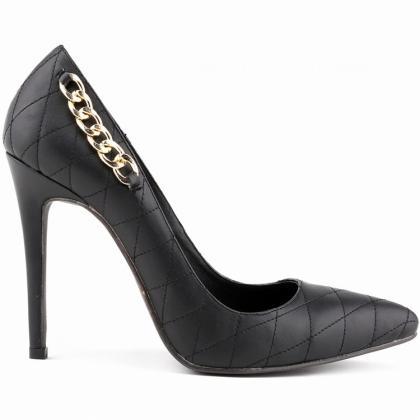 Pointed Toe Diamond Quilted Stiletto Pumps Adorned..