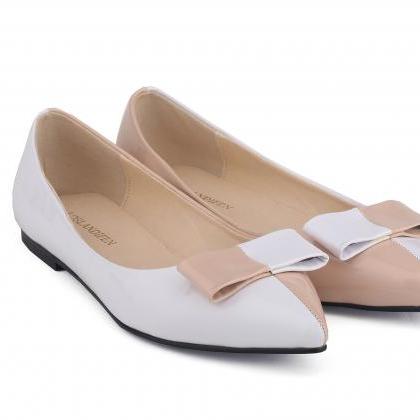 Color Matching Pointed Bowknot Flat..