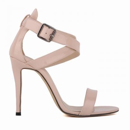Patent Leather Ankle Straps Criss-cross High Heel..