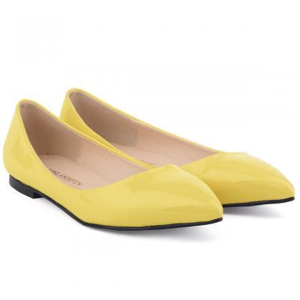 Sweet Candy Color Pointed Head Flat Shoes
