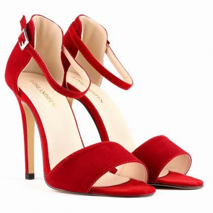 Faux Suede High Heel Sandals Featuring Ankle..
