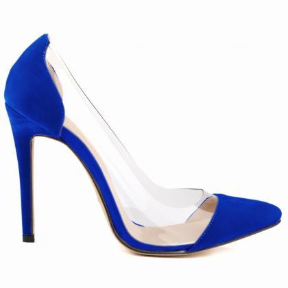 Pointed-toe Suede Stilettos with Tr..