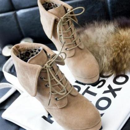 Fashion High-heeled Foldable Martin Boots