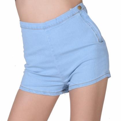 Women Girl Slim High Waist Jeans Denim Tap Short..