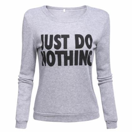 Women Fashion Casual Round Neck Long Sleeve Letter..