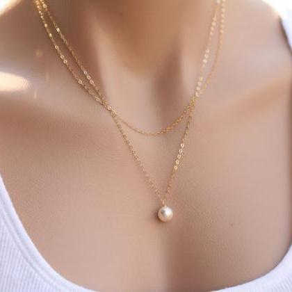 Contracted Double Layers Pearl Necklace
