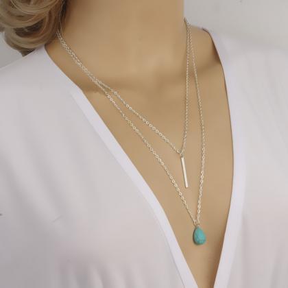 Water Drops Strip Multilayer Necklace