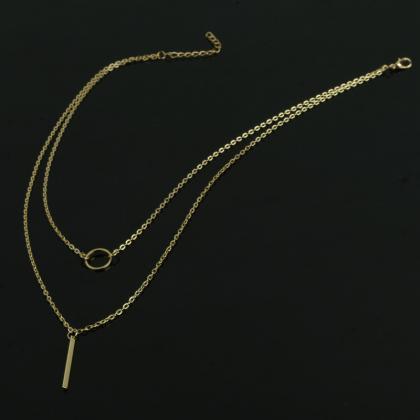 Metal Loops Stick Tassel Multilayer Necklace