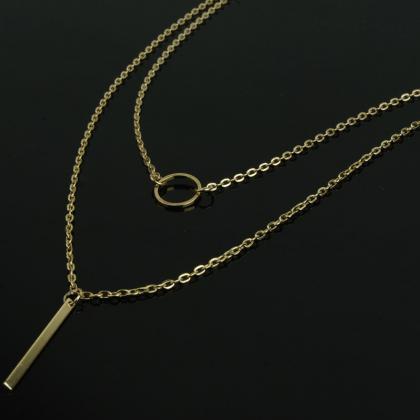 Metal Loops Stick Tassel Multilayer Necklace