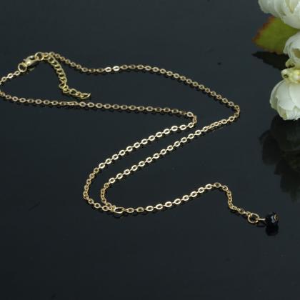 Black Gemstone Tassel Short Pendant Necklace