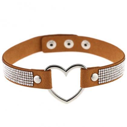 Sexy Punk Heart Leather Collars Necklace