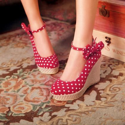 Removable Bowknot Wedges Buckles Thick Bottom..