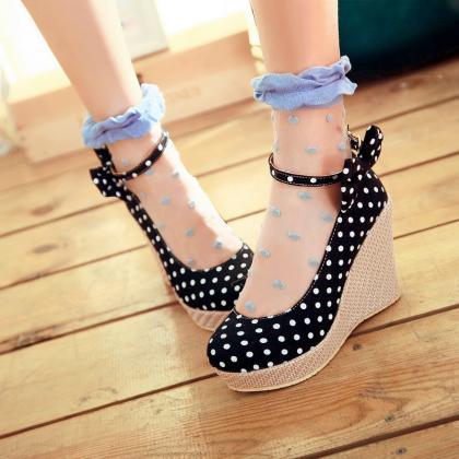 Removable Bowknot Wedges Buckles Thick Bottom..
