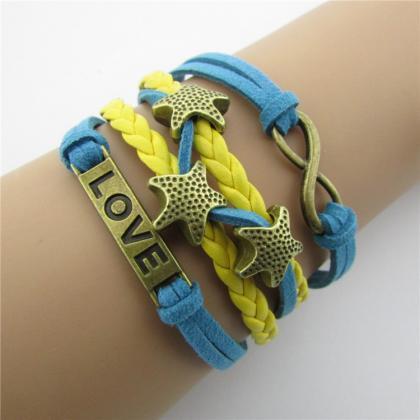 Love Starfish Colorful Leather Bracelet