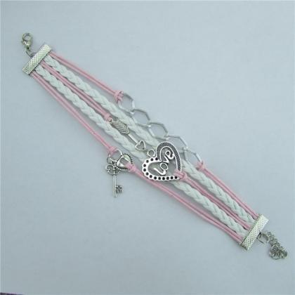 Love Heart Arrow Lock Key Multi-strand Bracelet