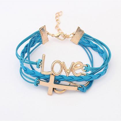 Romantic Love Password Cross Bracelet