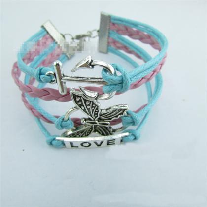Butterfly Anchor Love Retro Leather Woven..
