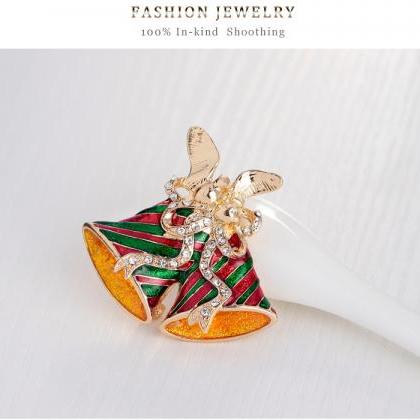 KC Gold Diamond Christmas bell Broo..