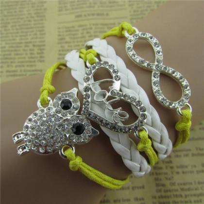 Fashion Owl Hearts Love 8 Bracelet