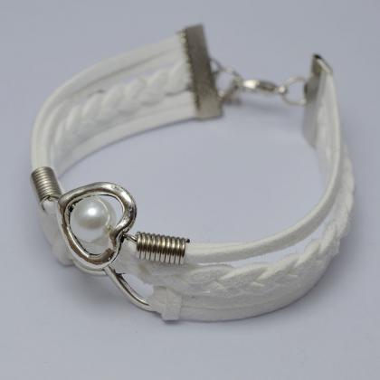 Pure White Velvet Rope Love Pearl Bracelet
