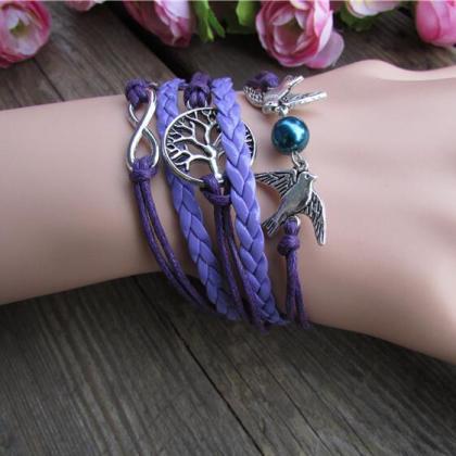 Purple Dove Tree Hand Woven Bracelet