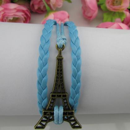 Eiffel Tower Multilayer Leather Woven Bracelet