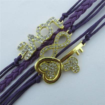 Crystal Mickey Key Love Multilayer Bracelet
