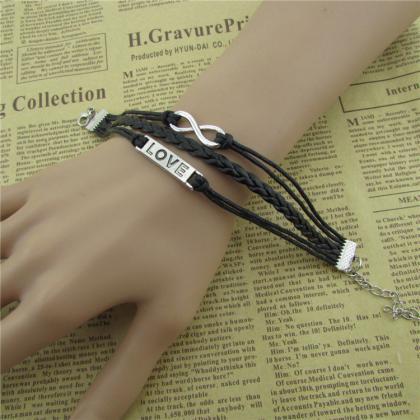 Simple Fashion Love Black Wax String Bracelet