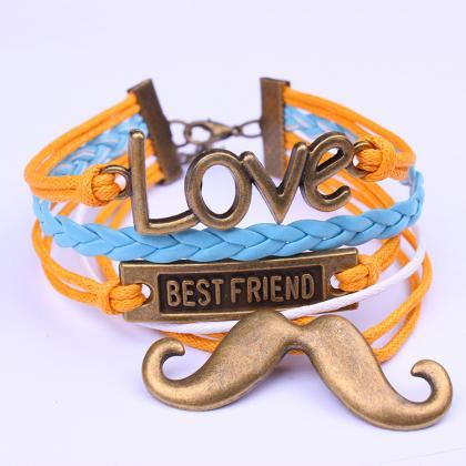 Beautiful Love Mustache Woven Bracelet