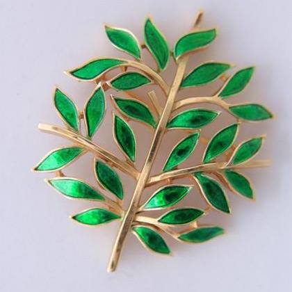 Antique Style Classic Mori Leaves Brooch