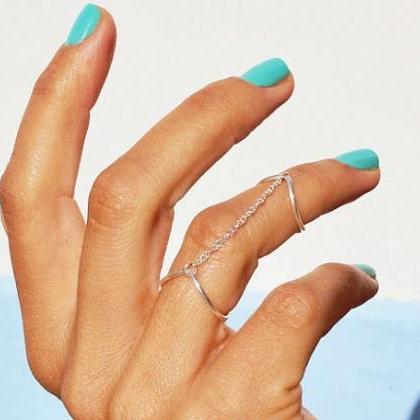 Sexy Multi-finger Double V Shape Ring