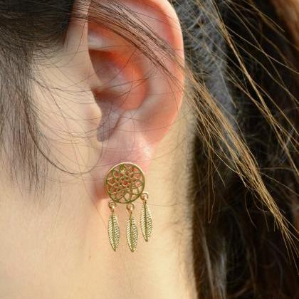 Dreamcatcher Hollow Out Feather Earring Ring..